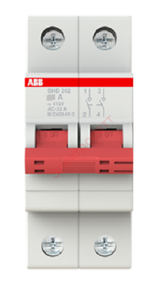 Рубильник SHD202 50А 2-полюсный 2-мод ABB рычаг красный