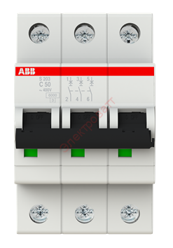 Автоматический выключатель S203 50А ABB 3-полюсный (автомат)