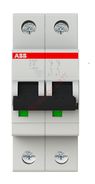 Автоматический выключатель (автомат) ABB 2-полюсный S202 6А