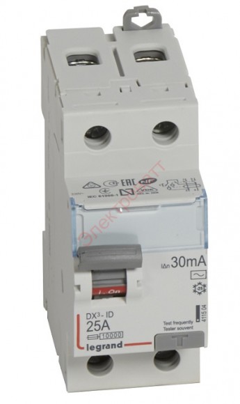 УЗО ВДТ DX3 2П 25А 30МА-АС Legrand 411504 выключатель дифференциального тока