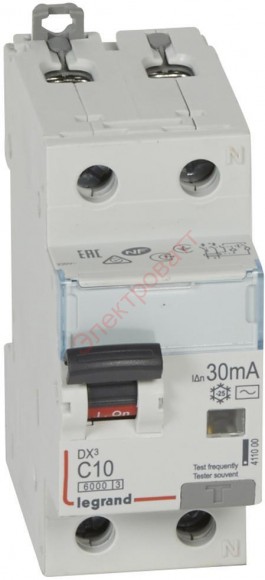 Дифавтомат DX3 АВДТ 1П+Н C10А 30MA AC Legrand 411000 автоматический выключатель дифференциального тока 