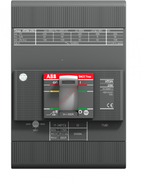 ABB Tmax Выключатель автоматический XT3N 250 TDM 125-1250 3p F F