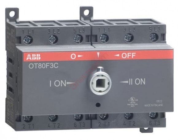 Реверсивный рубильник OT80F3C до 80A 3х полюсный для установки на DIN-рейку или плату (без ручки) ABB 