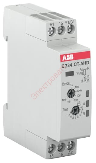 ABB Реле времени CT-AHD.12 модульное (задержка на отключение) 24-48B DC, 24- 240B AC (7 временных диапазонов 0,05с...100ч) 1ПК