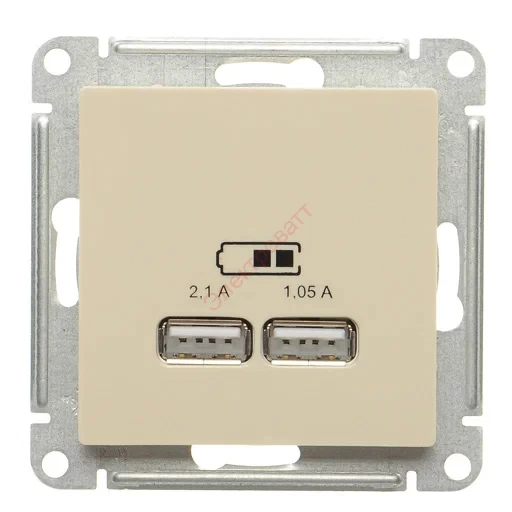 Розетка USB 2-ая, 5В, 2,1 А SE AtlasDesign ATN000233 Бежевый