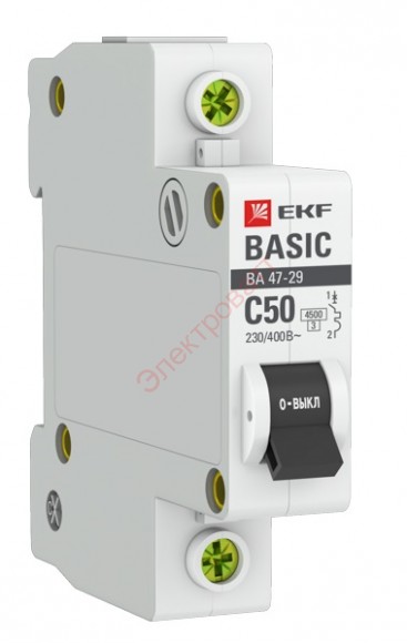 Автоматический выключатель 1P 50А (C) 4,5кА ВА 47-29 EKF Basic (автомат)