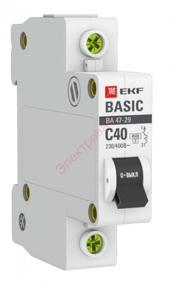 Автоматический выключатель 1P 40А (C) 4,5кА ВА 47-29 EKF Basic (автомат)