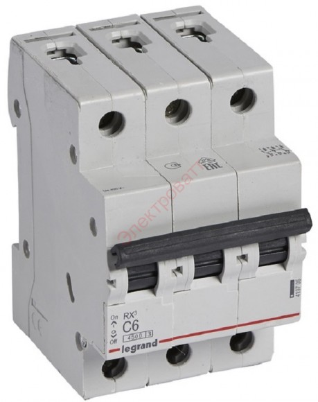 Автоматический выключатель Legrand RX3 3П 6A 4,5кА C 419705 (автомат) 