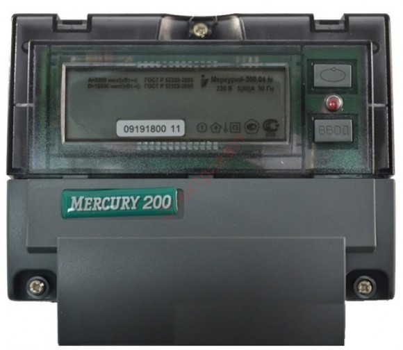 Электросчетчик Меркурий 200.04 Инкотекс однофазный многотарифный 5(60) класс точности 1.0 D ЖКИ CAN PLСI 2 тарифа МСК