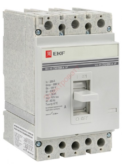 Выключатель автоматический ВА-99 250/200А 3P 35кА EKF PROxima 