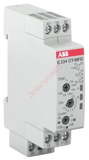 ABB Реле времени CT-MFD.21 модульное многофункциональное (7 функций) 12-240В AC/DC (7временных диапазонов 0,05с...100ч) 2ПК