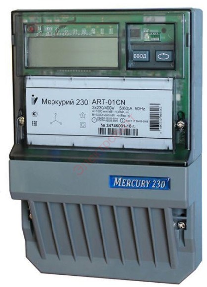 Счетчик электроэнергии Меркурий 230 АRT-01 СLN трехфазный многотарифный 5(60) класс точности 1.0/2.0 Щ ЖКИ CAN PLСI 2 Тарифа МСК 