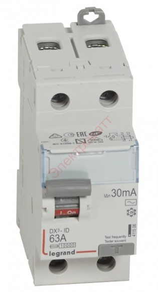 УЗО ВДТ DX3 2П 63А 30МА-АС Legrand 411506 выключатель дифференциального тока