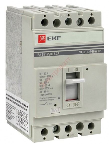 Выключатель автоматический ВА-99 125/ 80А 3P 25кА EKF PROxima