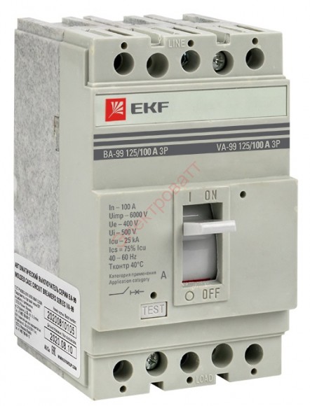 Выключатель автоматический ВА-99 125/ 100А 3P 25кА EKF PROxima