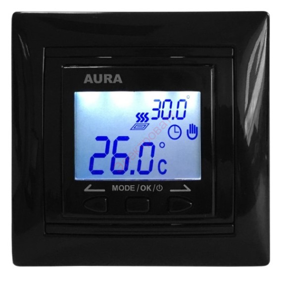 Терморегулятор AURA LTC 090 BLACK программируемый для теплого пола
